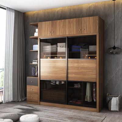 Laminate MDF Melamine Wood Furniture Bedroom Wall Closet Wardrobe With Sliding Doors