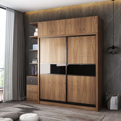 Laminate MDF Melamine Wood Furniture Bedroom Wall Closet Wardrobe With Sliding Doors