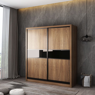 Laminate MDF Melamine Wood Furniture Bedroom Wall Closet Wardrobe With Sliding Doors